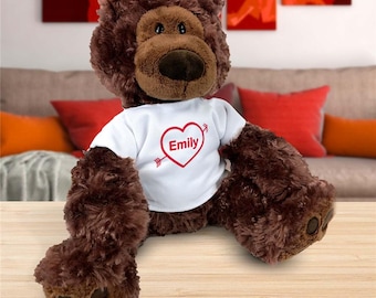 Personalized Brown Bear, Custom Message Stuffed Bear, Birthday Gift, Gift For Her, Anniversary Gift