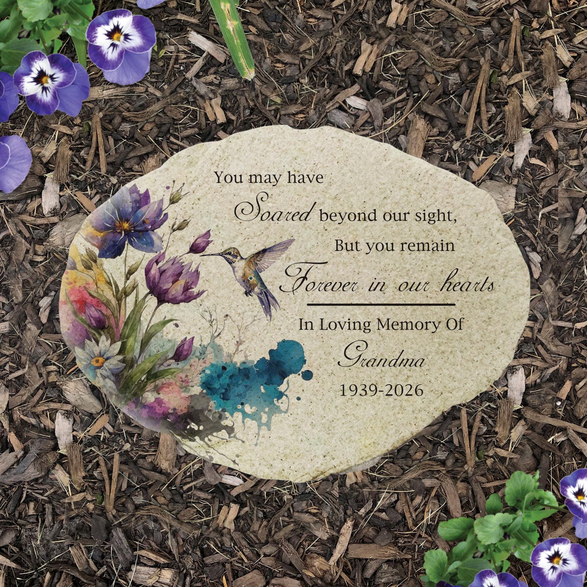 Personalized Hummingbird Memorial Garden Stone – Custom Sympathy Garden ...