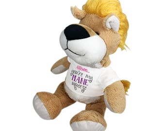You're My Mane Squeeze Plush Lion, Cuddly Toy, Adorable Stuffed Animal, Snuggly Crafts Companion, Gift For Her, Anniversary Gift