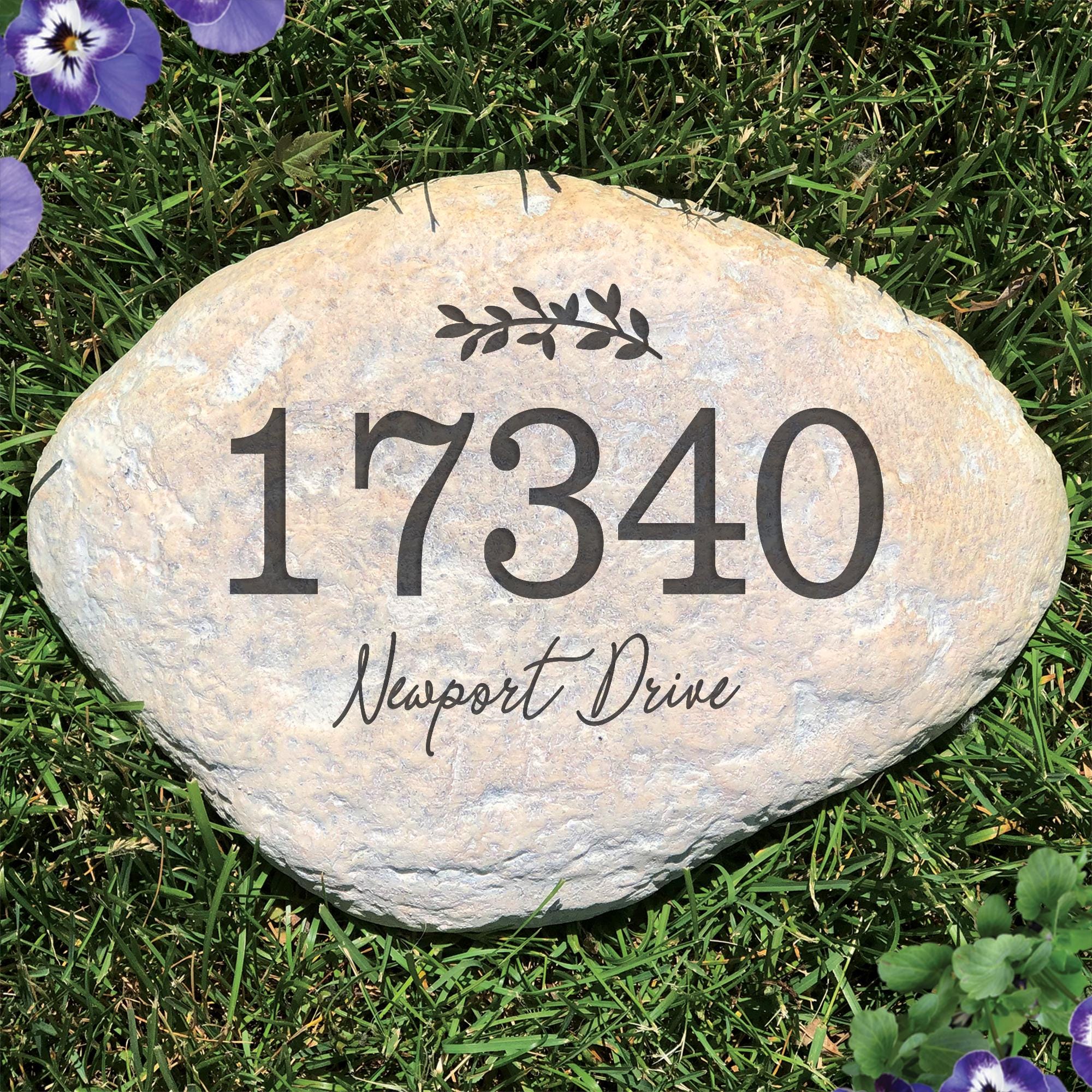 Personalized Address Garden Stone | Custom House Number Rock Plaque ...