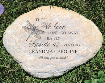 Personalized Dragonfly Memorial Garden Stone, Outdoor Bereavement, Loss of Loved One Sympathy Gift
