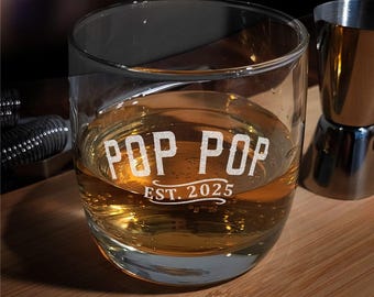 Dad Established Whiskey Glass, Home Bar Accessories, New Dad Gift, Gifts For Husband, Christmas Gift, Dad Established 2025, Father's Day