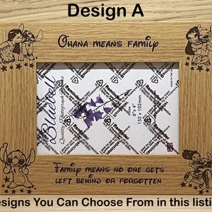 Personalised Disney Lilo & Stitch Engraved Photo Frame Designs A To D