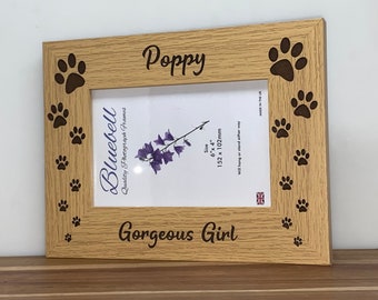 Engraved And Personalised Dog Paws Photo Frame any name engraved free