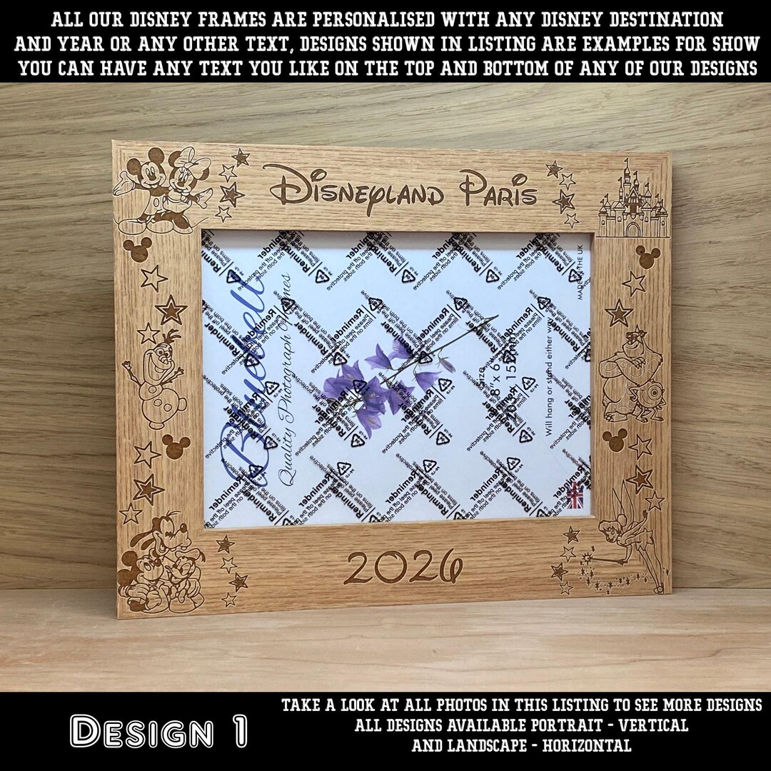 Custom Engraved Disneyland Photo Frame, Mickey Mouse Characters