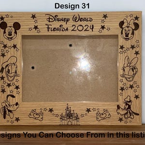 Disneyland oder Disney World Bilderrahmen graviert und personalisiert mit beliebigen Wortlaut Designs 31 bis 36
