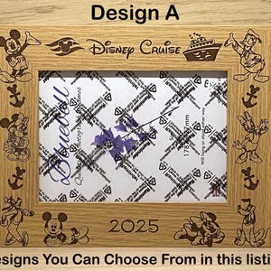 Personalisierte Disney Cruise gravierte Bilderrahmen Designs A bis B