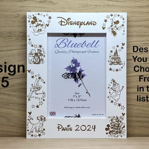Disneyland Paris oder Disney World personalisierter Bilderrahmen Jedes Jahr Datum, graviert Jeder Text Namen Designs 25 bis 30