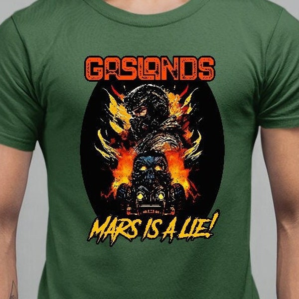 Gaslands - Mars is a Lie! | Gaslands Wargaming Fan Shirt | Gift for Tabletop Gamers | Short Sleeved Graphic Tee | Armor Class 10 |