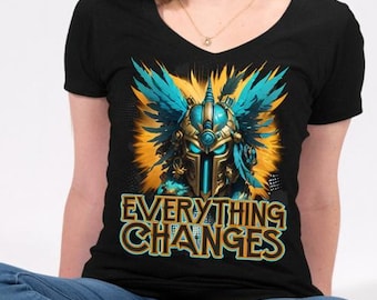 Everything Changes Shirt, Dark Fantasy Warrior Tee, Ornate Armored Knight Graphic Shirt, Grimdark Sci-Fi Gift, Mystic Warrior T-Shirt