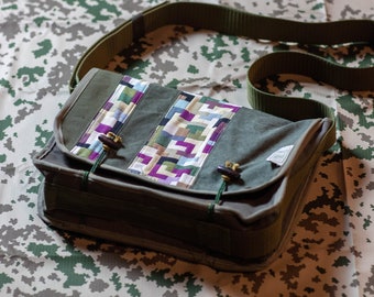M-0114 Messenger Bag from Canvas and Tetris pattern