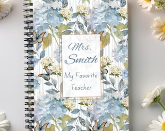 Best Teacher Spiral Notebook Floral Hydrangea Instructor Gift Mentor Appreciation Journal Flower Lover Note keeper Class Educator Present