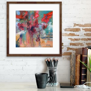 Red Poppy Abstract Print Impressionistic Wall Art Flower Lover Gift Vibrant Floral Poster Seaside Decor Abstract Coastal Red Flower Artwork