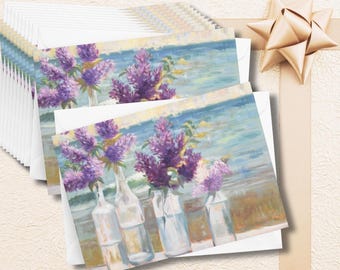 Floral Stationery Set Blank Botanical Notecard Pack Original Garden Artwork Thank You Note Seaside Correspondence Gift Personal Message