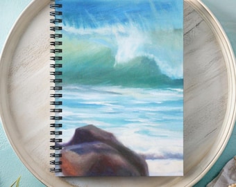 Spiral Notebook Ocean Wave Cover Ruled Line Journal Daily Notes Beach Themed Notebook Seaside Lover Journaling Gift Coastal Note Keeper