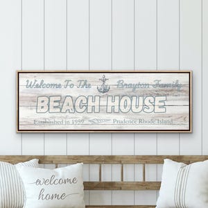 Personalized Beach House Sign Custom Design Coastal Theme Wall Decor Nautical Style Anchor Art Family Name Beach House Warming Gift Maritime