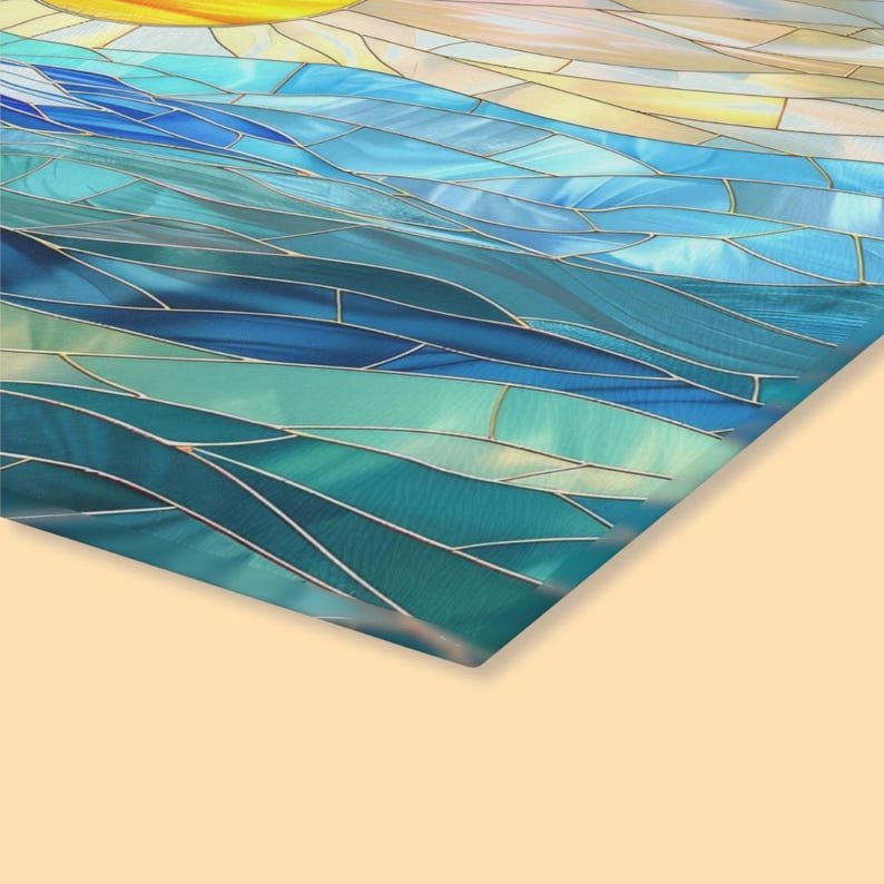 Ocean Stained Glass Cutting Board Coastal Kitchen Decor Seaside Sunset Glass Board Culinary Gift Beach House Accessory Summer Vibe Gift image 7
