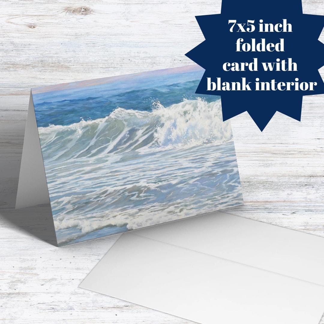 Beach Art Ocean Wave Greeting Card Blank Inside Notecard Coastal Decor ...