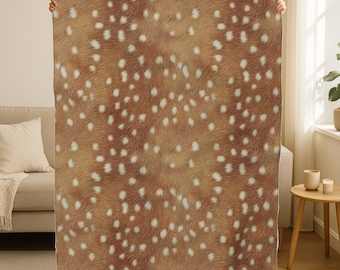 Manta con estampado de ciervos, estilo sherpa, de forro polar, con diseño rústico de bosque, ideal para cabañas. Ropa de cama acogedora de invierno con estampado de cervatillo. Decoración para dormitorio.