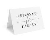 PRINTED Reserved for Family Signs for Wedding, 4x6 Reserved Cards, Seating Cards, For Framing, Chairs, Church Pews or Tables, Pack of 10