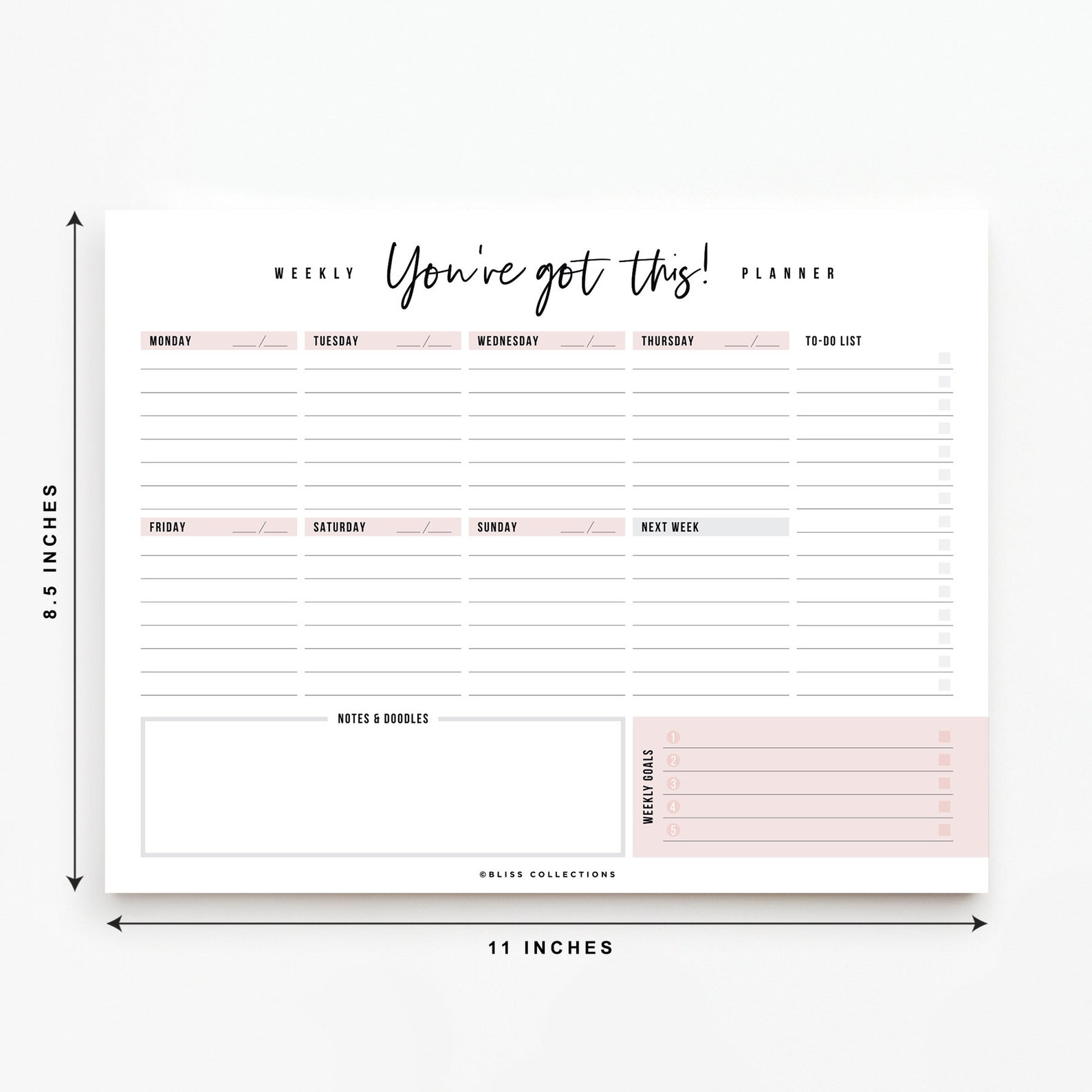 Weekly Planner Tear off Pad 50 Undated Sheets Desk Notepad Etsy