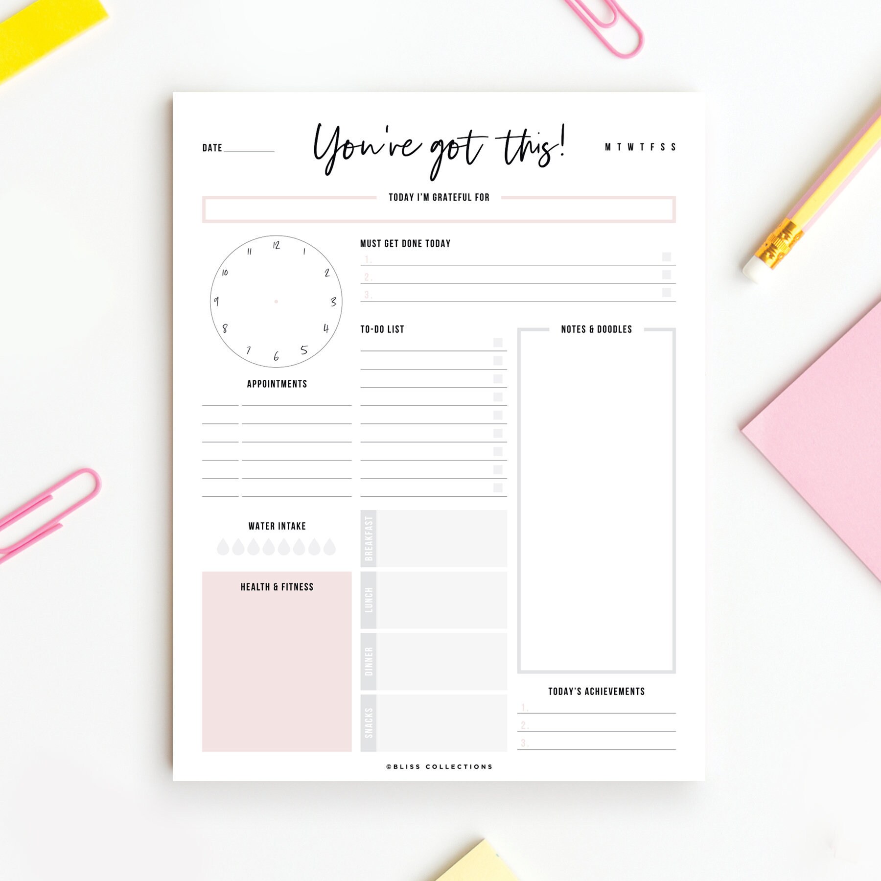 PRINTED Daily Planner Tear Off Pad 50 Undated Sheets Desk Etsy PRINTED Daily Planner Tear Off Pad 50 Undated Sheets Desk Etsy