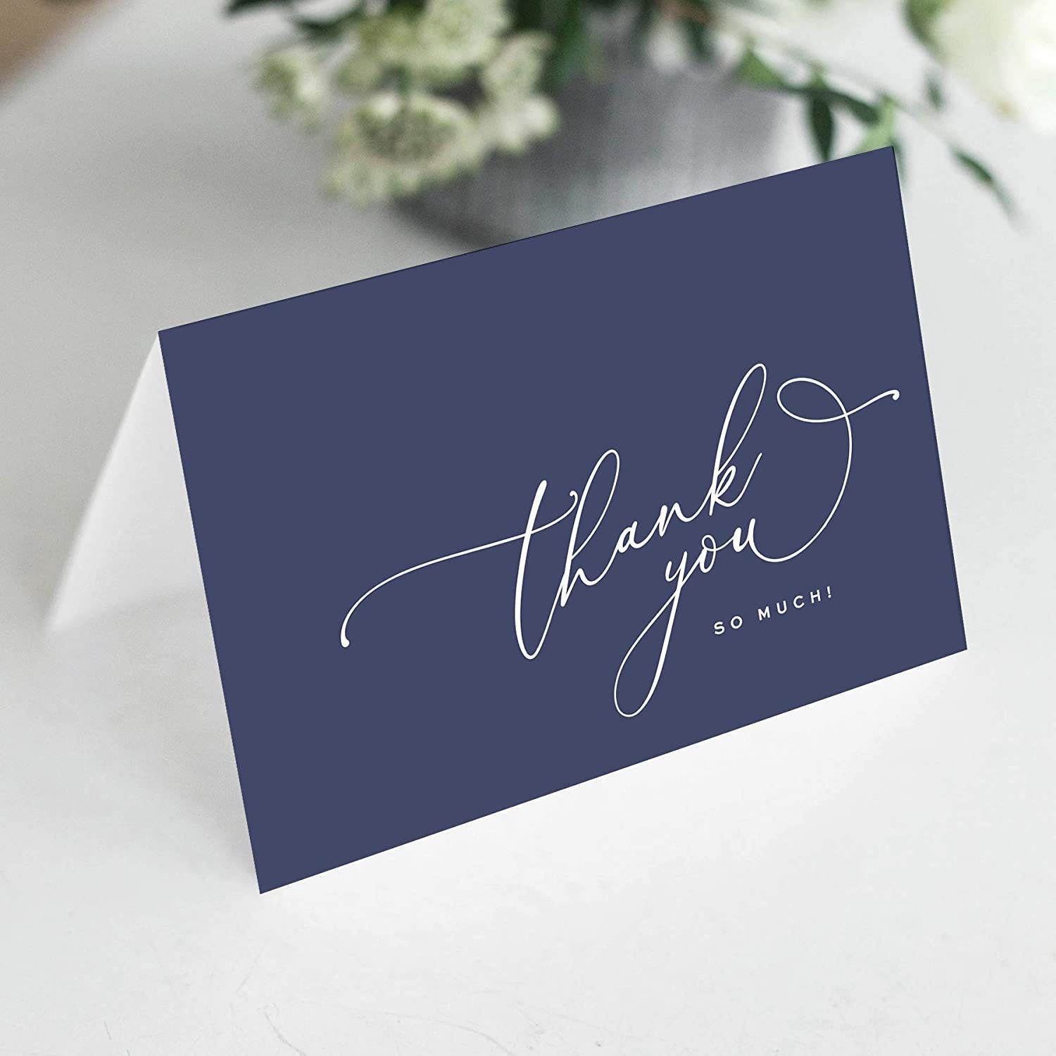 Navy Blue Thank You Cards With Kraft Envelopes Pack of 25 Etsy
