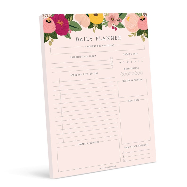 PRINTED Daily Planner Tear off Pad 50 Undated Sheets Desk Etsy