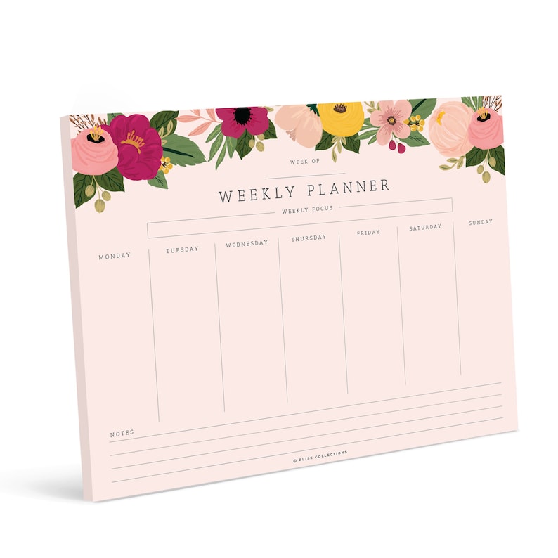 PRINTED Weekly Planner Tear Off Pad 50 Undated Sheets Desk  Etsy