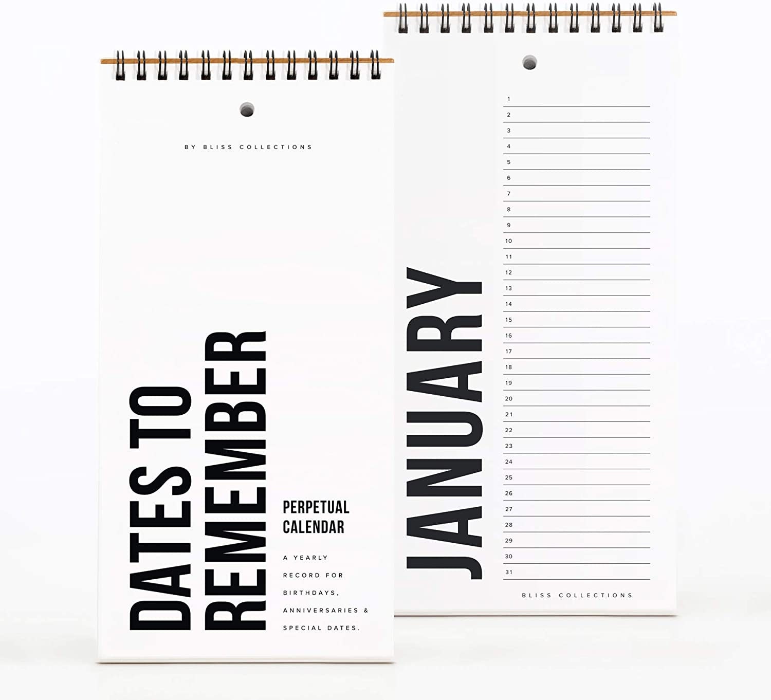 Black Perpetual Calendar Important Dates to Remember 5x10 Etsy