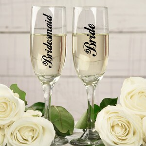 Personalised Wedding Vinyl Decals For Champagne Flute Glass Decals Personalised Wedding Celebration Hen Do | Bride  Bridesmaid Groom