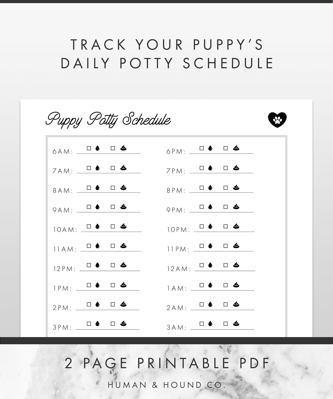 2021 Daily Puppy Potty Schedule Daily Puppy Planner Dog Mom Etsy