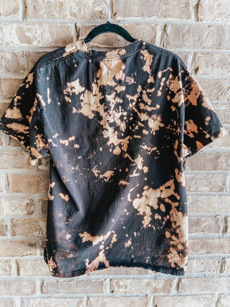 Bleached Distressed Black Tshirt Etsy