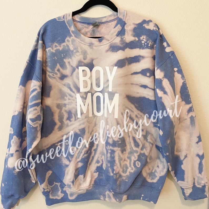 Boy Mom Bleached Tie Dye Sweatshirt Large Letters Etsy