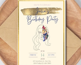 Invito di compleanno digitale elegante per le donne - DOWNLOAD DIGITALE personalizzabile e stampabile