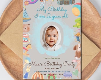 Invito di compleanno per un ragazzino - DOWNLOAD DIGITALE personalizzabile e stampabile