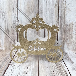 Princess birthday party decoration,Carriage,Personalized name,Baby shower decor,Party decoration,Gold,Custom party decoration