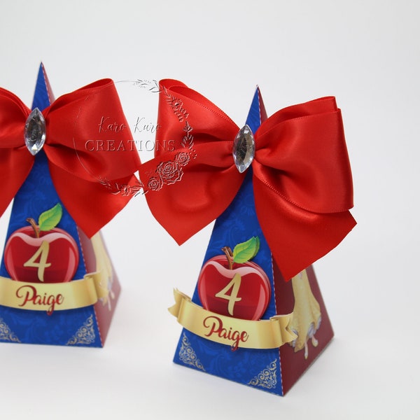 Snow white, Personalized pyramid favor box, Fancy snow white party favor box, Personalized party decor, Princess birthday