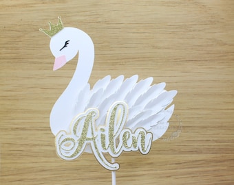 Princess Swan Cake Topper,Swan,Princess,Birthday party,Personalized name,Baby shower decor,Party decoration,Gold,Custom party decoration