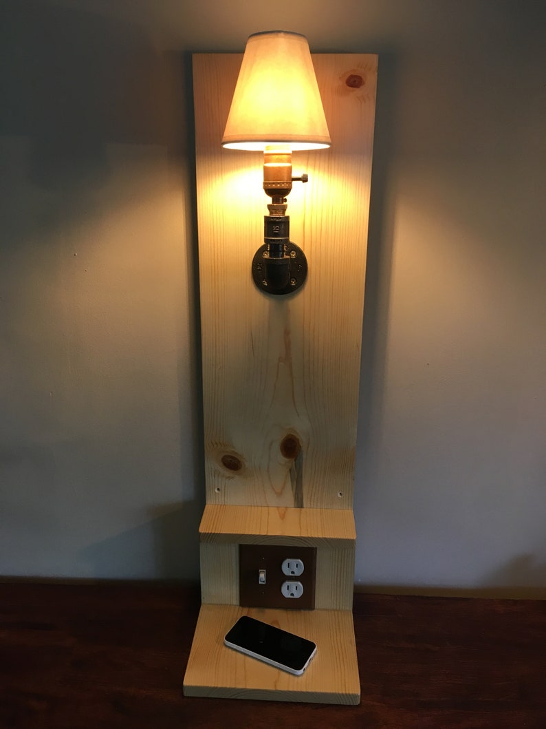 Floating Nightstand with light/Steampunk/Charging Station Etsy