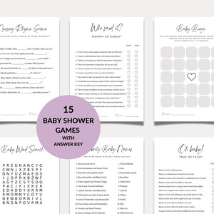 Modern Baby Shower Game Bundle, Minimalist Baby Shower Games, Gender Neutral Baby Shower Games, Printable Baby Shower Game Bundle Canva