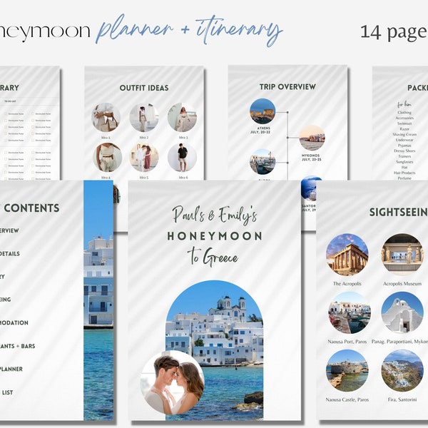 Honeymoon Itinerary Template Etsy