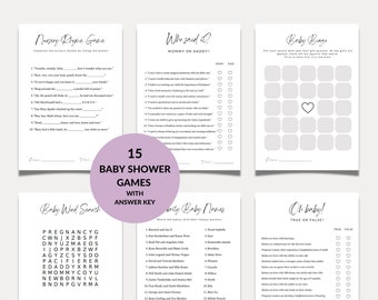 Modern Baby Shower Game Bundle, Minimalist Baby Shower Games, Gender Neutral Baby Shower Games, Printable Baby Shower Game Bundle Canva