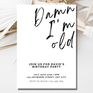 Minimal Birthday Invitation Template for Adults, Funny Birthday Invitation for Him, Minimalist Birthday Invitation for Her, 40th Birthday