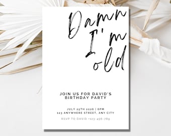 Funny Birthday Invitation Template for Adults: Minimalist Design (Digital Download)
