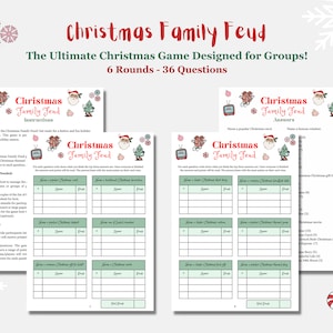 Christmas Family Feud Game, Holiday Family Feud Game, Christmas Trivia, Christmas Party Game, Christmas Feud, Retro Christmas