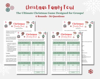 Christmas Family Feud Game, Holiday Family Feud Game, Christmas Trivia, Christmas Party Game, Christmas Feud, Retro Christmas