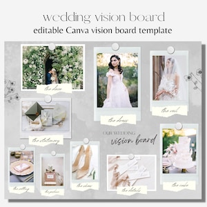 Tablero de humor para bodas Tablero de visión de bodas minimalista para planificar bodas y organizar ideas de bodas Plantilla editable en Canva