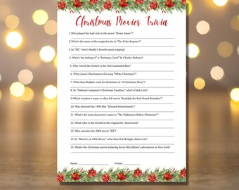 Christmas Movie Trivia Game Template: Holiday Family Fun (Digital Download)