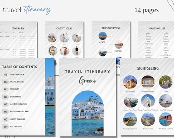 Minimalist Travel Itinerary Template: 14-Page Canva Planner (Digital Download)